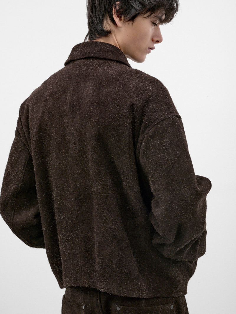 Brown Angora Suede Bud Blouson (OA-AW26-LTH-103-02-BROWN)