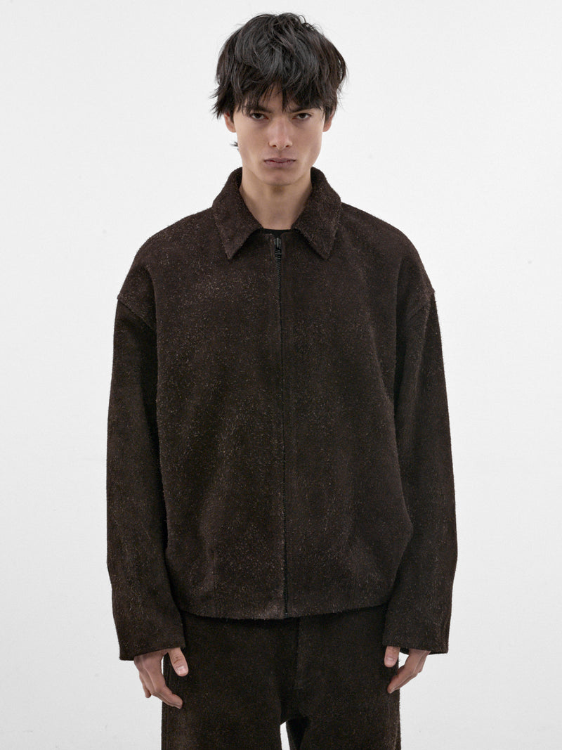 Brown Angora Suede Bud Blouson (OA-AW26-LTH-103-02-BROWN)