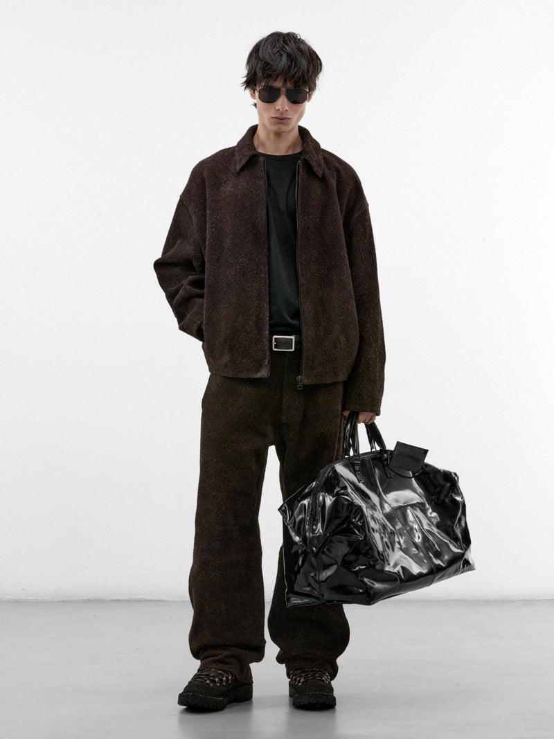 Brown Angora Suede 5-Pocket Trousers (OA-AW26-LTH-104-02-BROWN)
