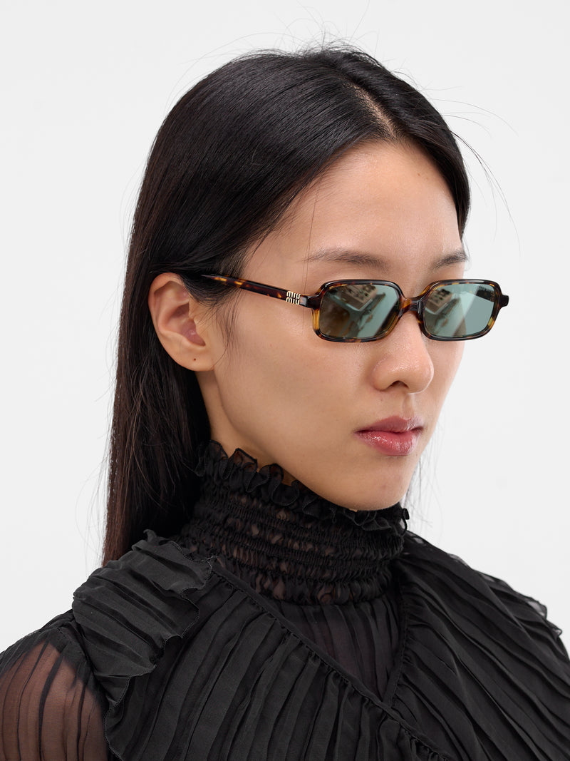 Brown Havana Rectangular Sunglasses (OMU-11ZS-VAU04M51-HONEY-HAVANA)