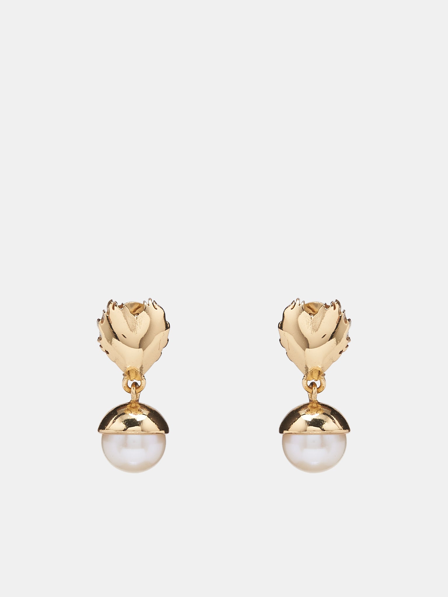 Flame Heart Pearl Earrings (OR01PL-YELLOW-GOLD)