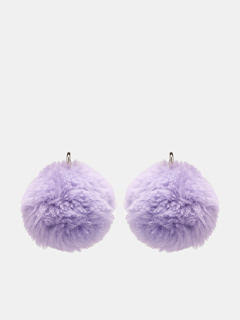 Fluffy Pom-Pom Earrings (ORMV0491N0-P6644-00C61-PURPLE)