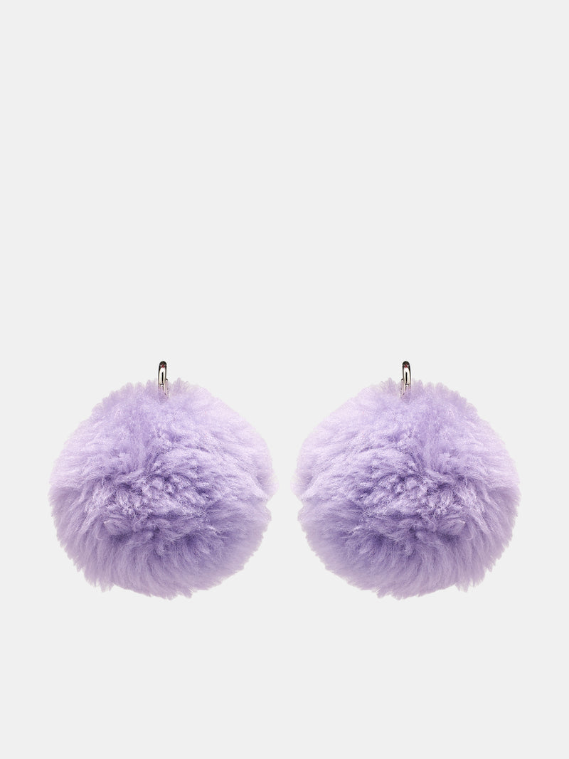 Fluffy Pom-Pom Earrings (ORMV0491N0-P6644-00C61-PURPLE)