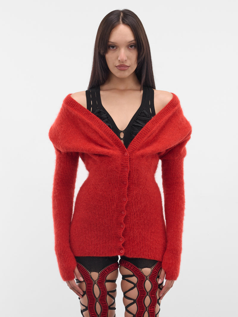 Red Oversized Off-Shoulder Cardigan (OVER-SIZED-CARDIGAN-AMBER)