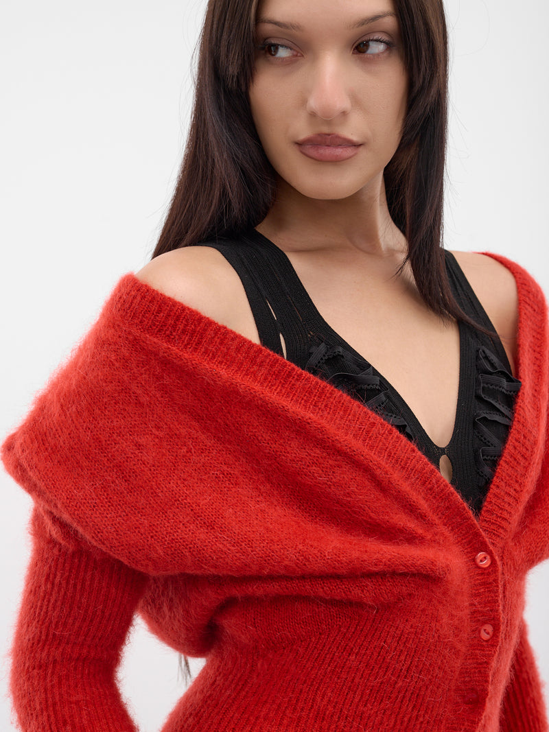 Red Oversized Off-Shoulder Cardigan (OVER-SIZED-CARDIGAN-AMBER)