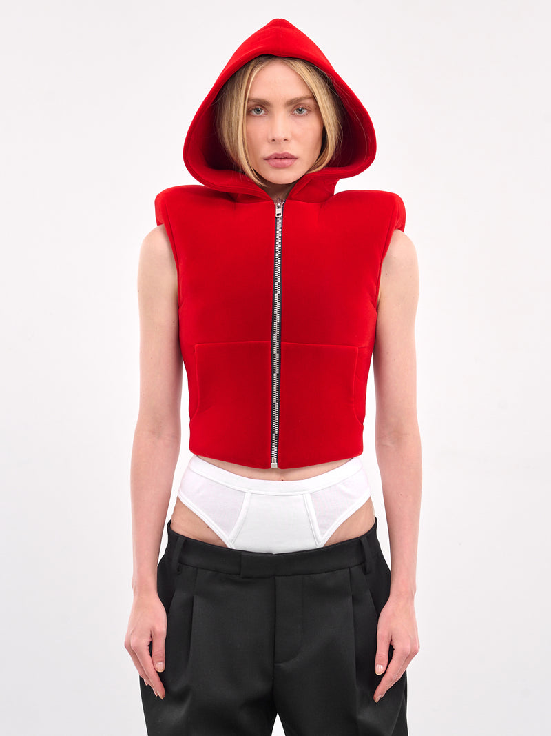 Velvet Neoprene Padded Hoodie Vest (OW01580-RED)