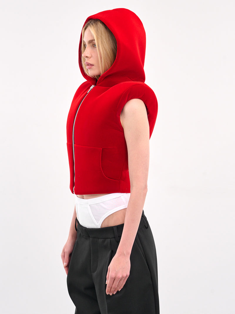Velvet Neoprene Padded Hoodie Vest (OW01580-RED)
