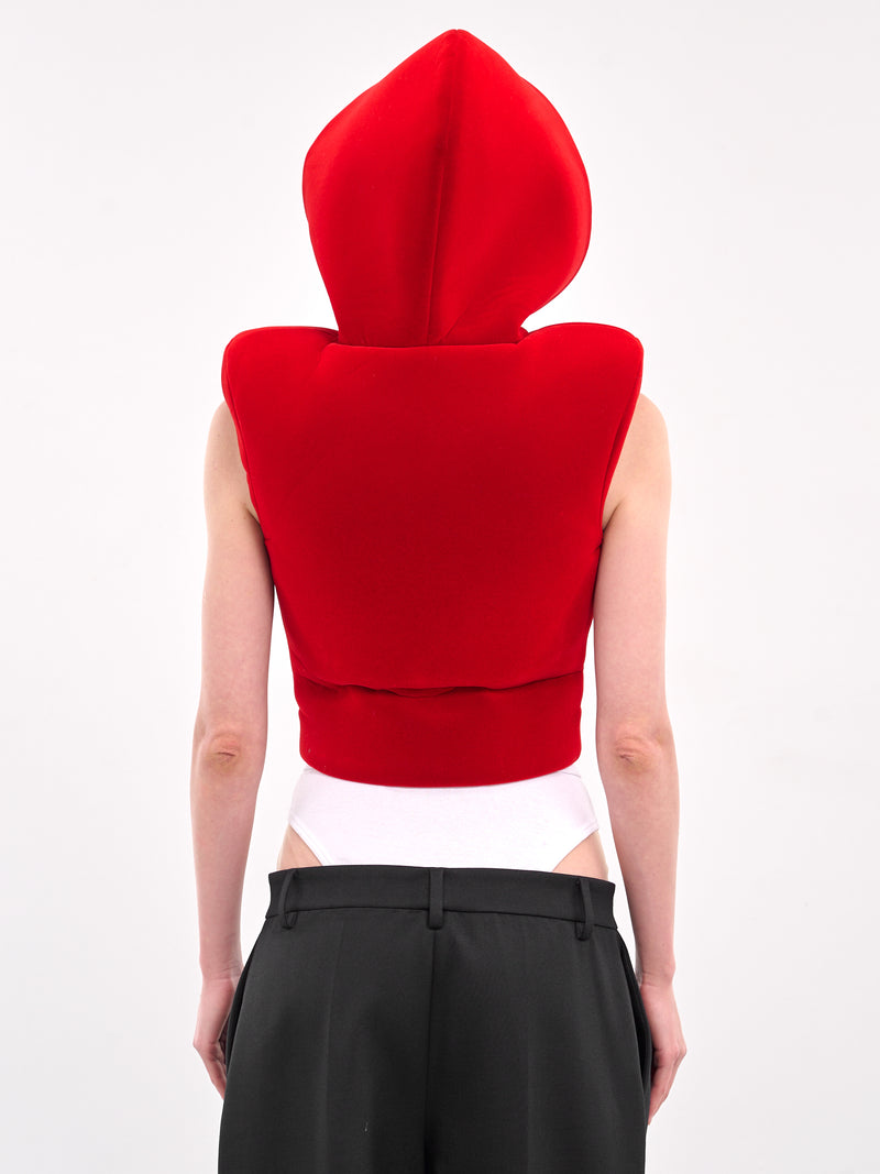 Velvet Neoprene Padded Hoodie Vest (OW01580-RED)