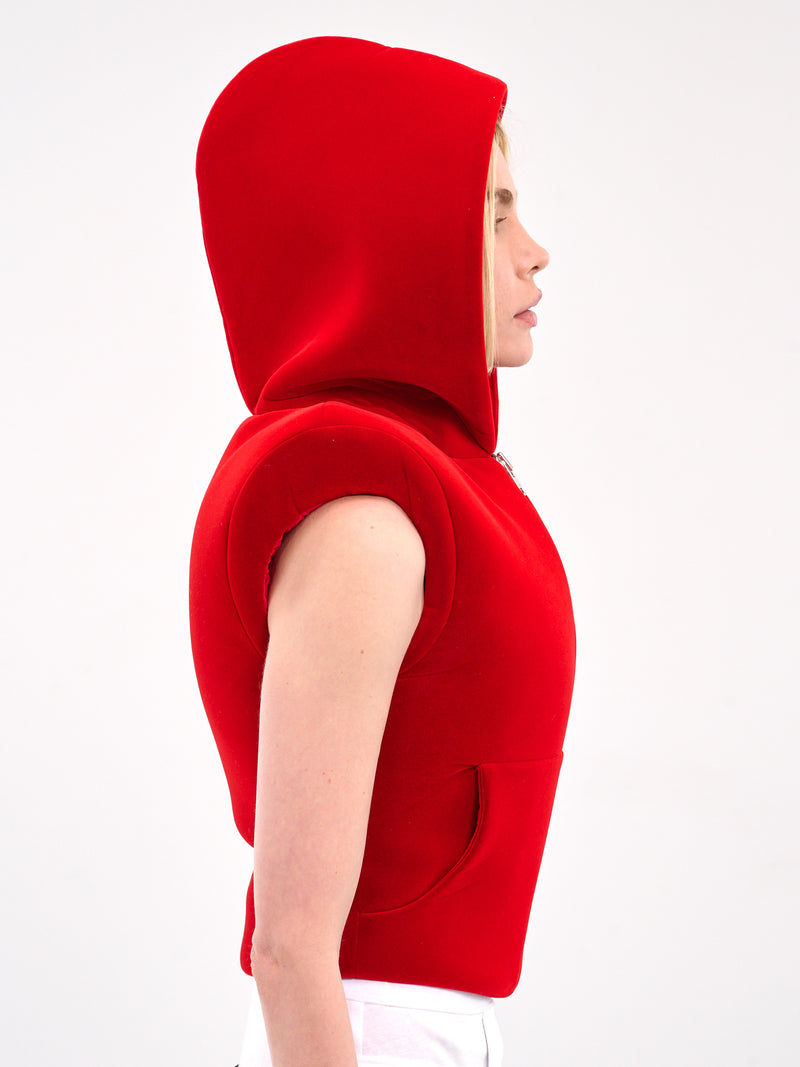 Velvet Neoprene Padded Hoodie Vest (OW01580-RED)