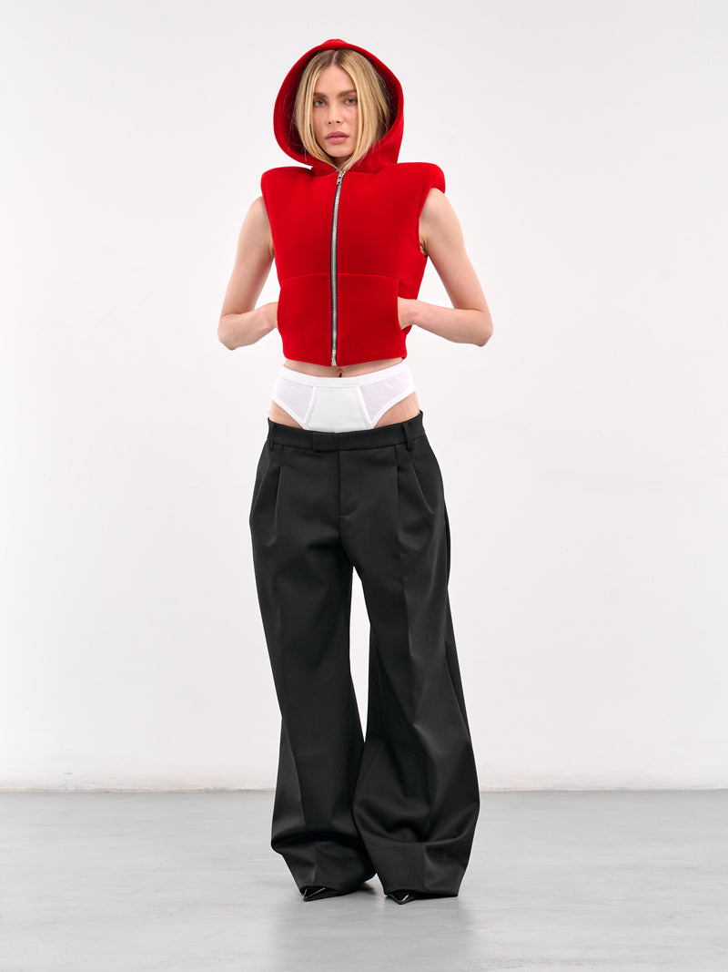Velvet Neoprene Padded Hoodie Vest (OW01580-RED)