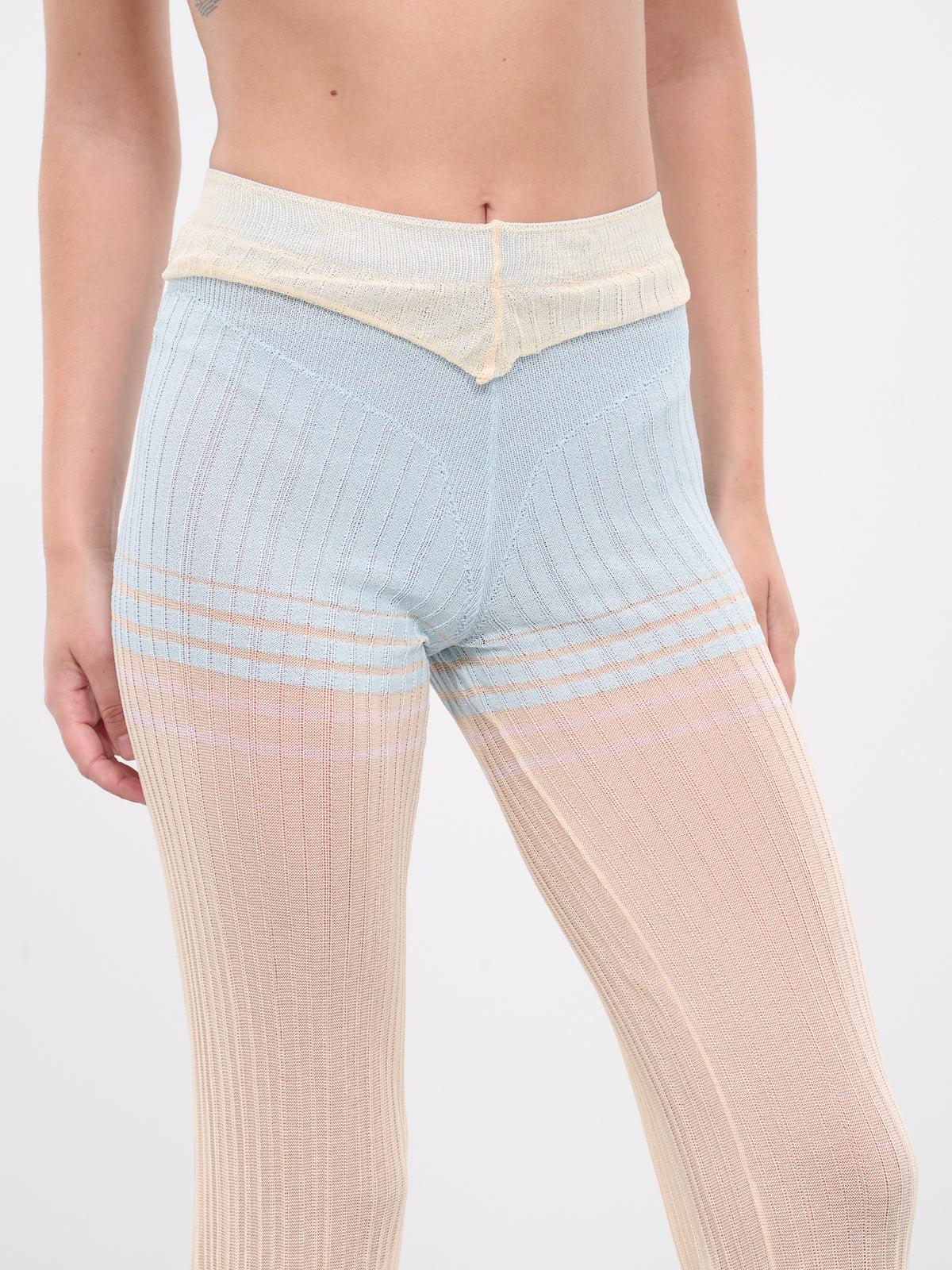 Sheer Knit Pants (P0101-BLUE-CREAM)