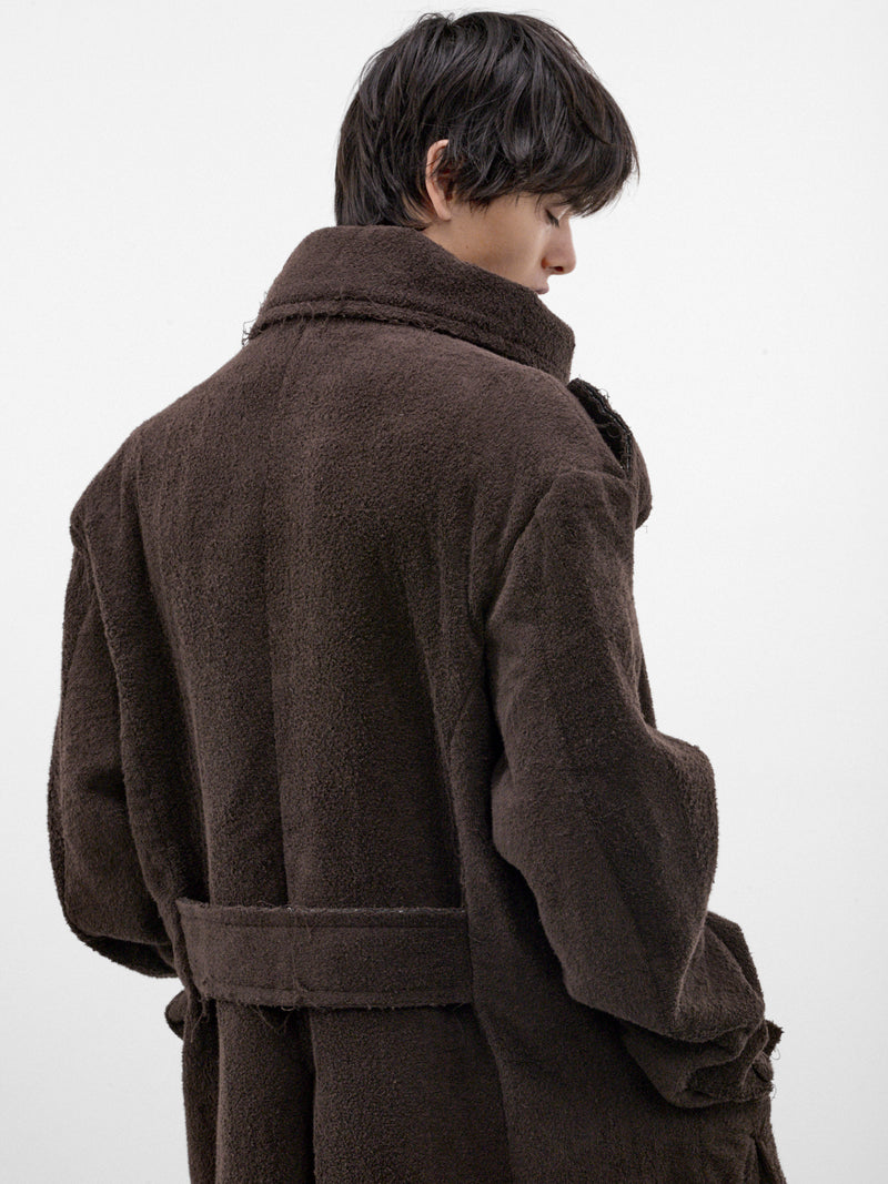Brown Cotton Towel Long Coat (P03-05-001BR-BROWN)