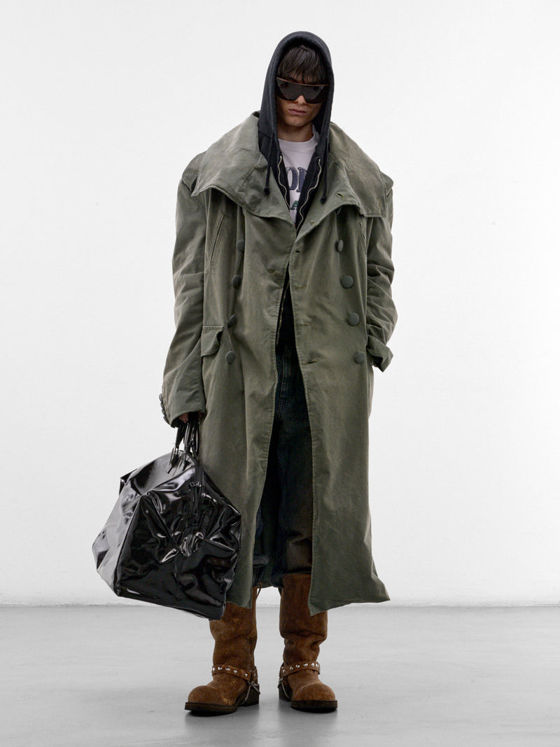 Gray Cotton Trench Coat (P03-05-016GR-GREEN)