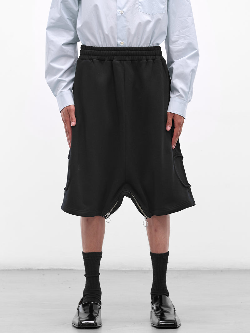 Black Cotton Baggy Bermuda Shorts (P043-C009-BLACK)