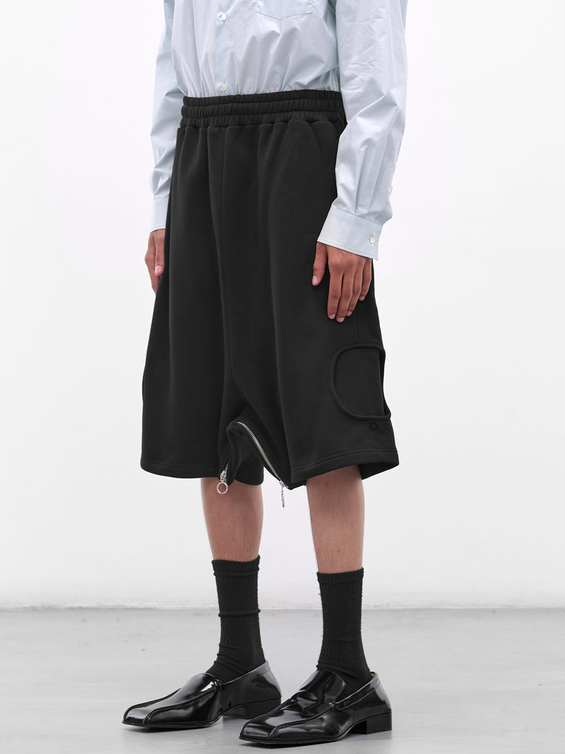 Black Cotton Baggy Bermuda Shorts (P043-C009-BLACK)