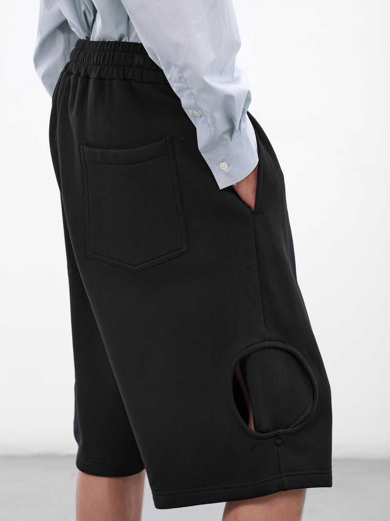 Black Cotton Baggy Bermuda Shorts (P043-C009-BLACK)