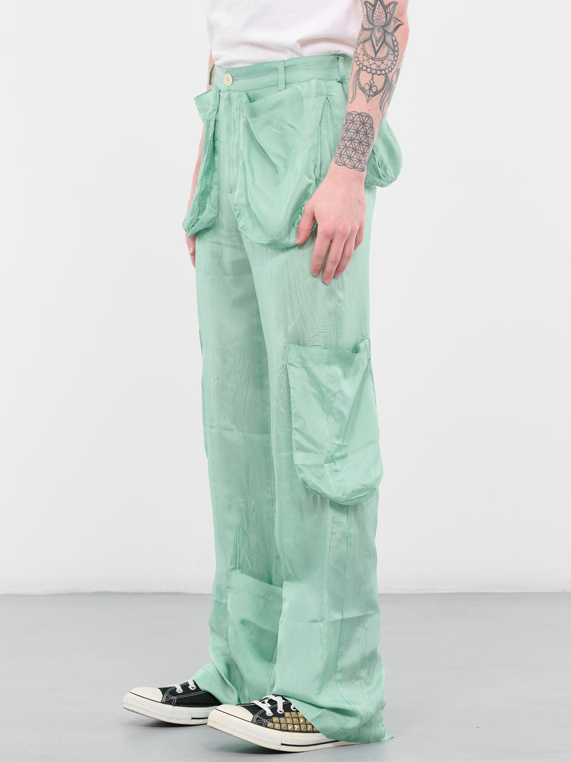 3D Satin Trousers (P08-PALE-GREEN)
