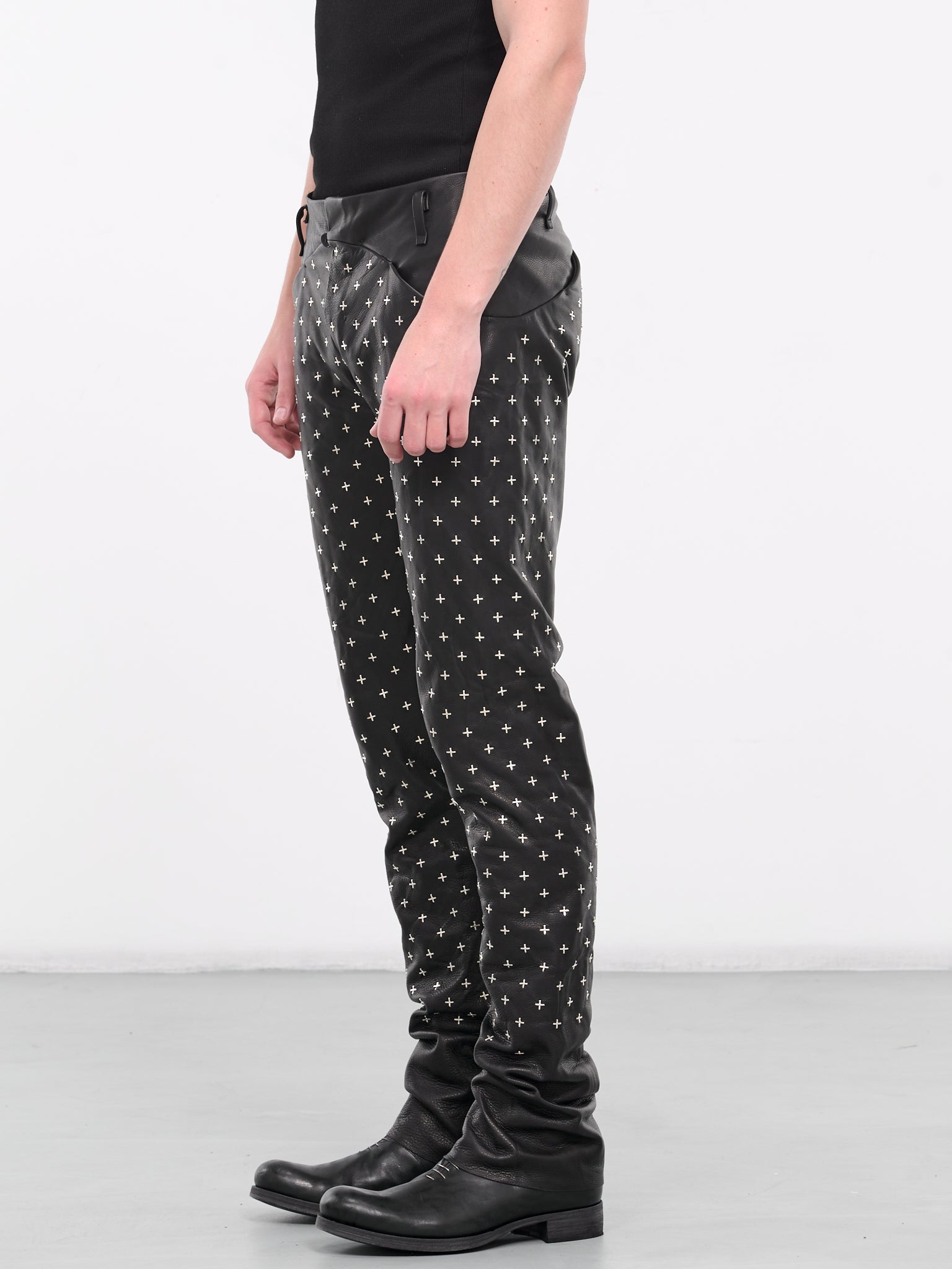 Silver Cross Leather Trousers (P211+++SY1-0-BLACK)