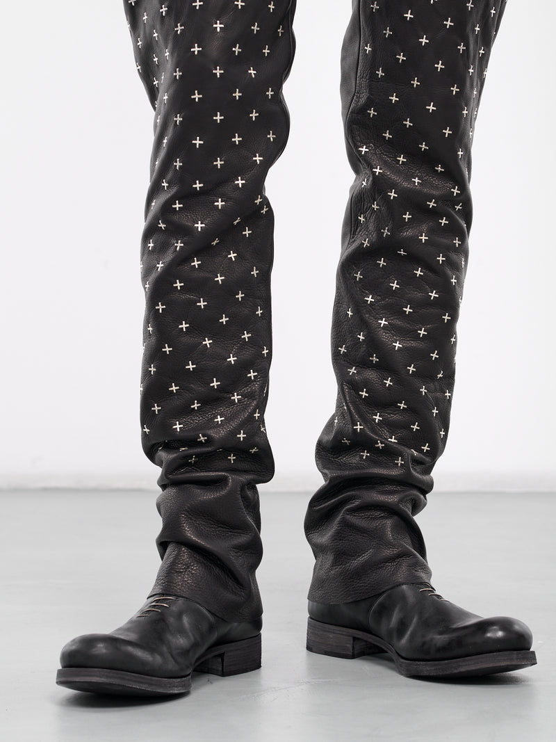 Silver Cross Leather Trousers (P211+++SY1-0-BLACK)