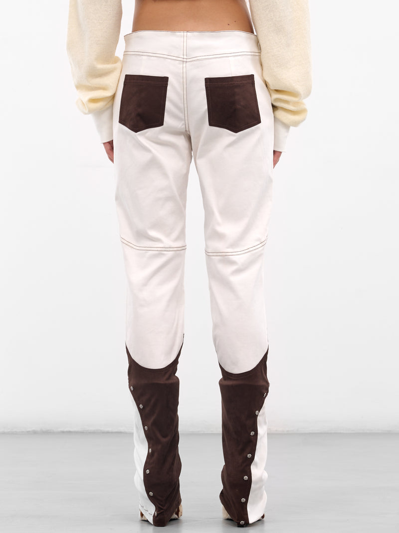 White & Brown Deconstructed Panel Pants (PA-01-WHITE-BROWN)
