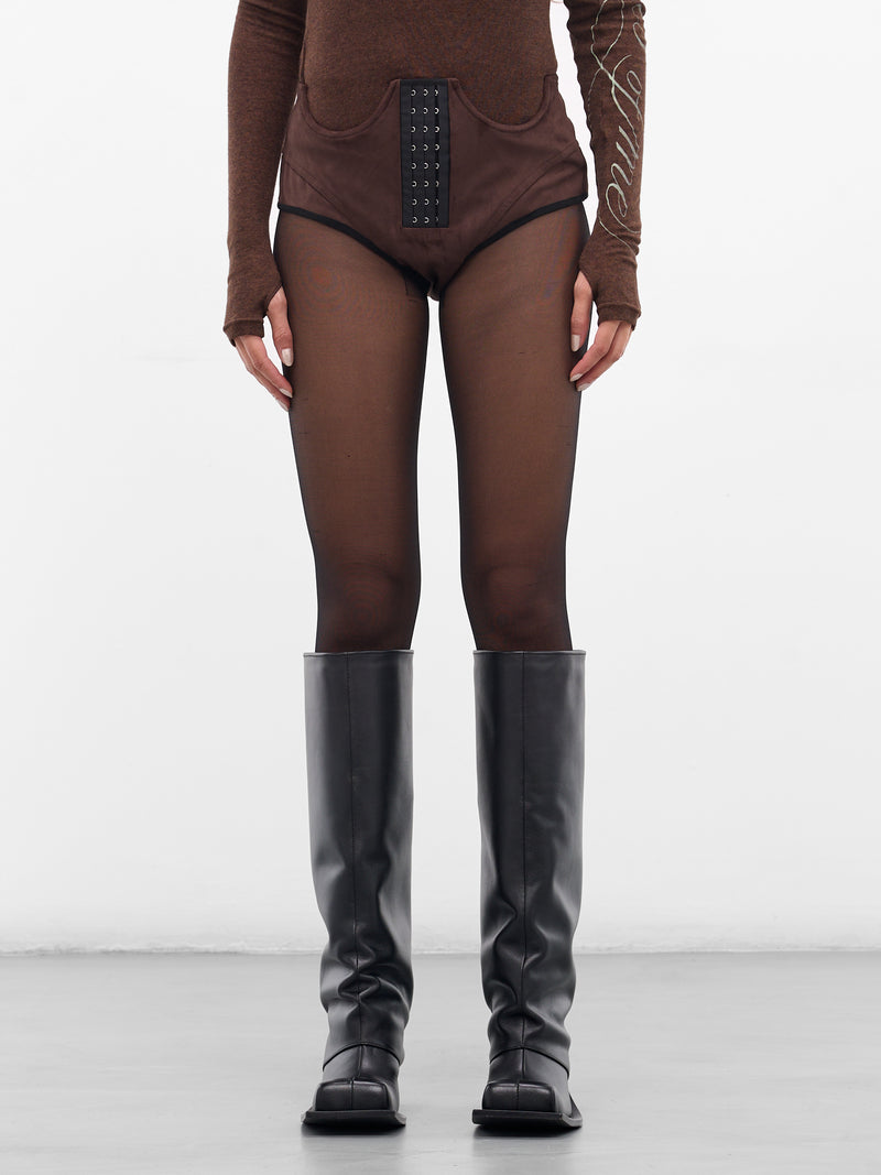 Brown Vegan Suede Micro Shorts (PA-07BR-BROWN)