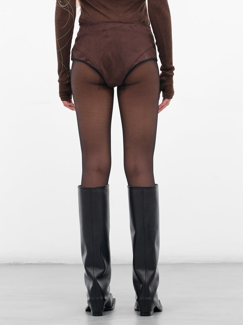 Brown Vegan Suede Micro Shorts (PA-07BR-BROWN)