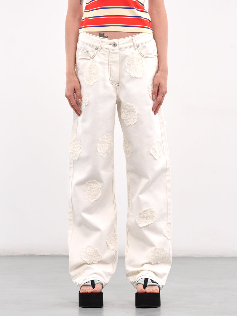 Lace Patch Jeans (PA044B-WHITE-LACE)
