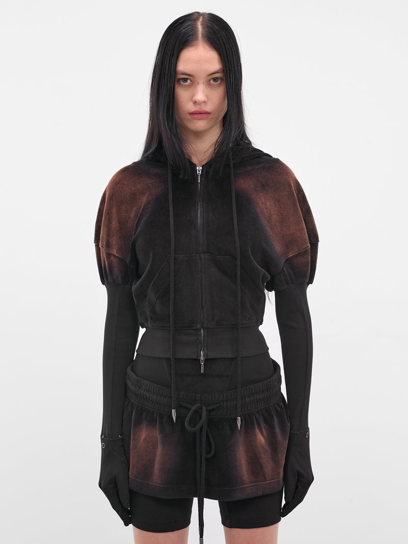 Brown Oversized Paris Zip Hoodie (PAHO0DARK-DARK)