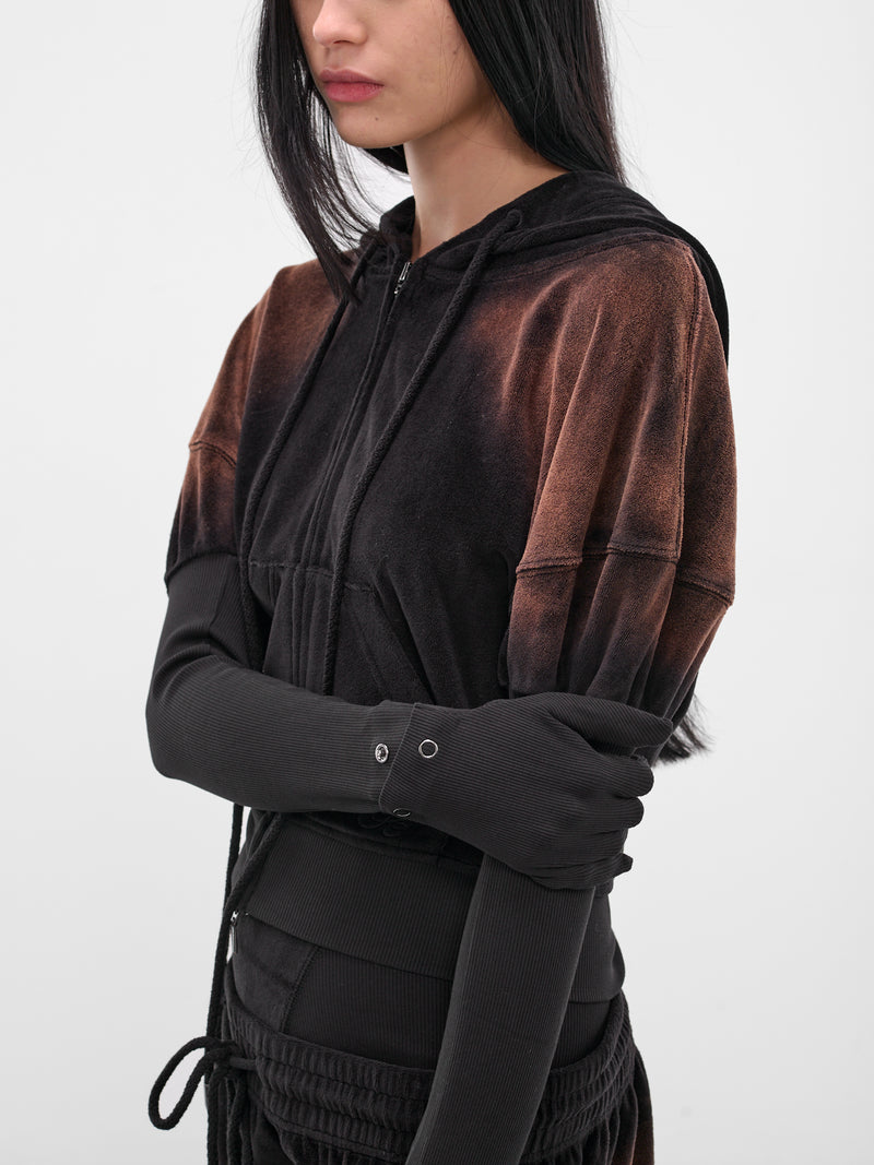 Brown Oversized Paris Zip Hoodie (PAHO0DARK-DARK)