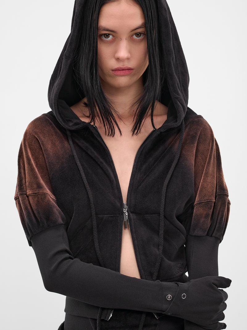 Brown Oversized Paris Zip Hoodie (PAHO0DARK-DARK)