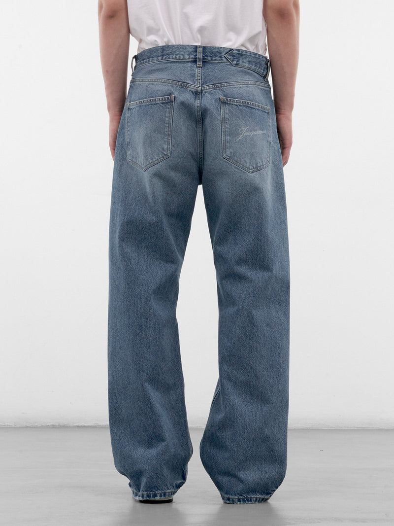 Blue Denim Wide Leg Jeans (PAM00028AD00038-BLUE-TABACCO)