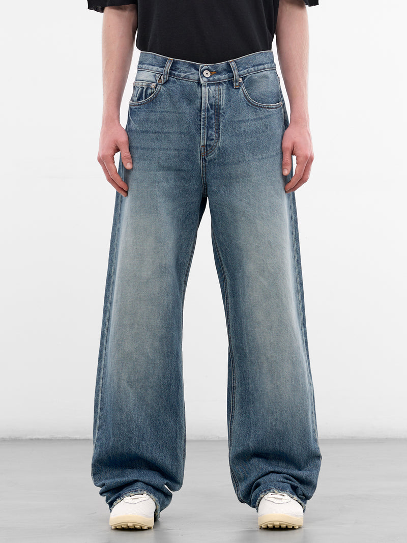 Blue Denim Droit Baggy Jeans (PAM00028AD00038-BLUE-TABAC)