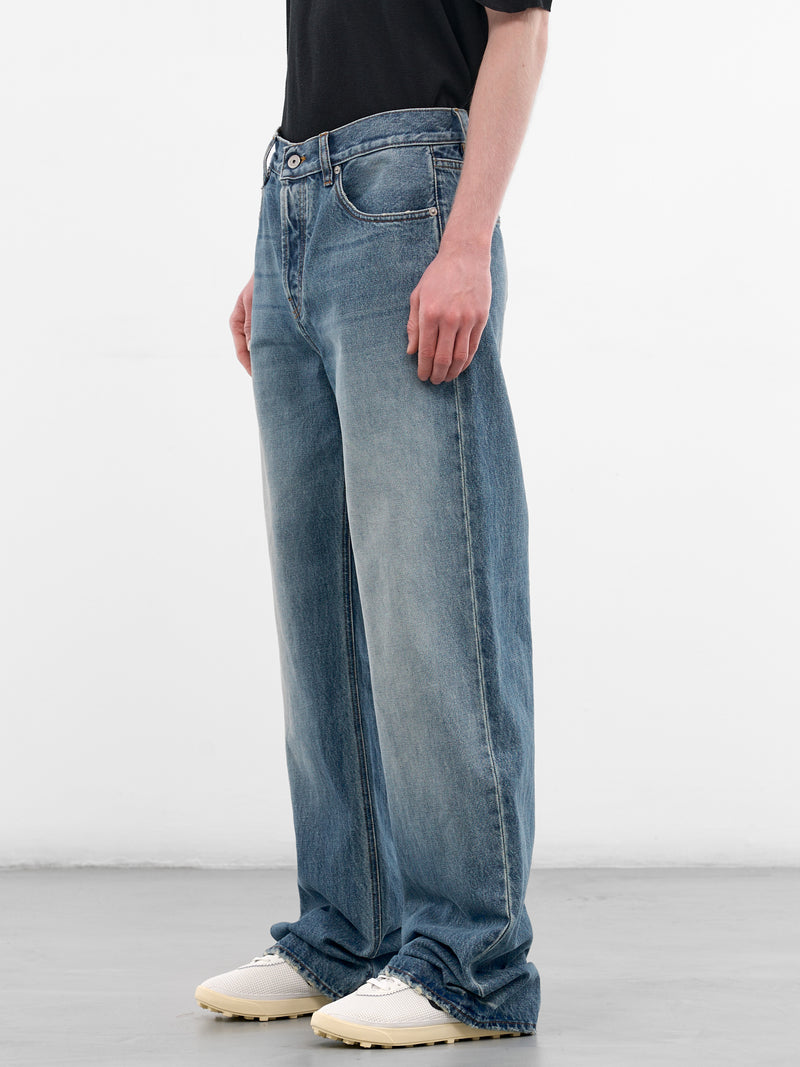 Blue Denim Droit Baggy Jeans (PAM00028AD00038-BLUE-TABAC)