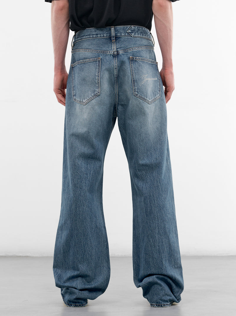 Blue Denim Droit Baggy Jeans (PAM00028AD00038-BLUE-TABAC)