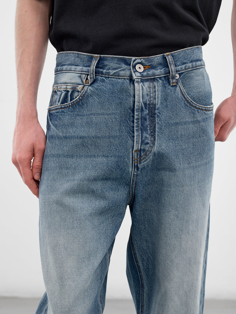 Blue Denim Droit Baggy Jeans (PAM00028AD00038-BLUE-TABAC)