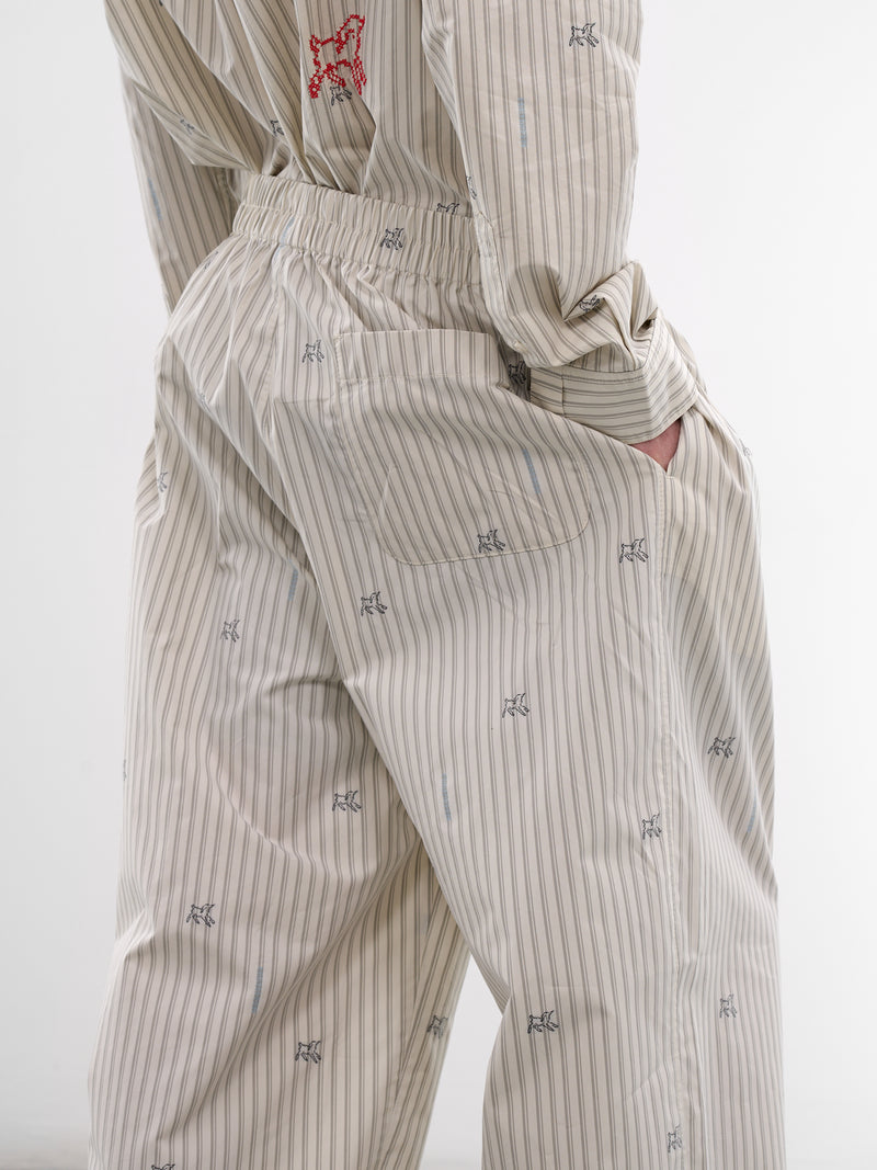 White Lamb & Stripe Pajama Pants (PAM00565AW00750-LAMB-STRIPES)
