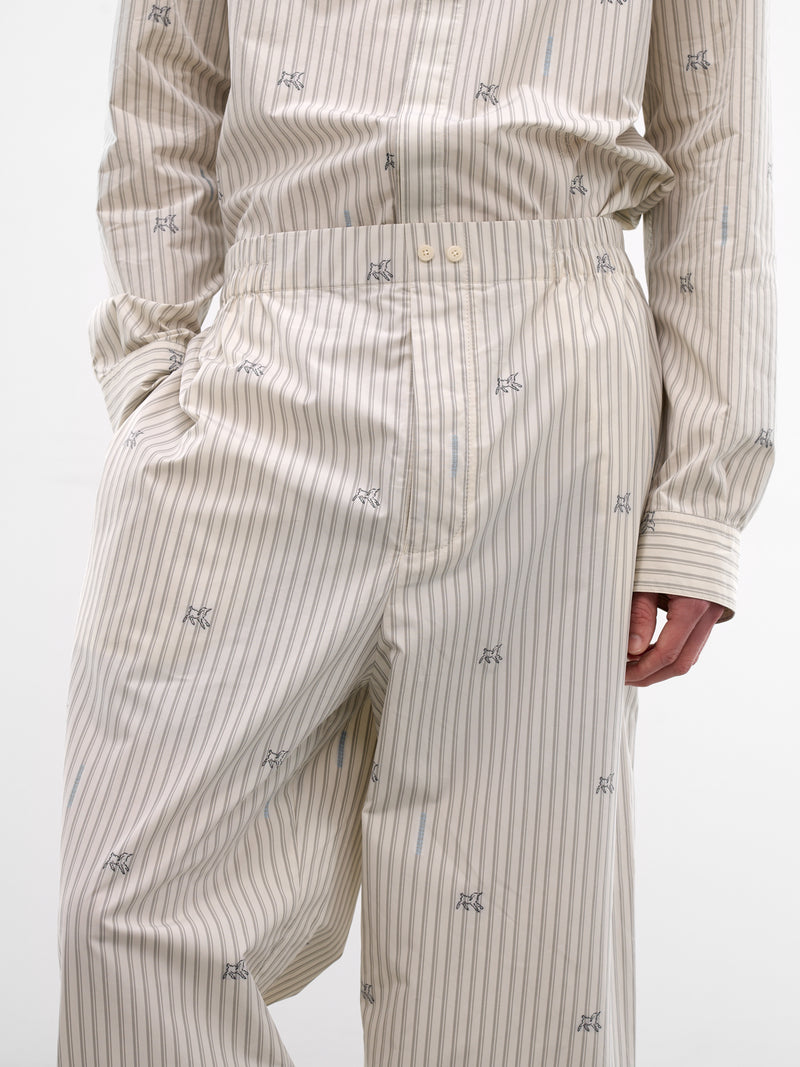 White Lamb & Stripe Pajama Pants (PAM00565AW00750-LAMB-STRIPES)