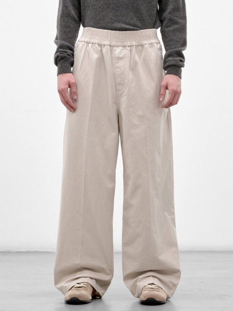 Off-White Cotton Wide Trousers (PAM00597AD00061-OFF-WHITE)