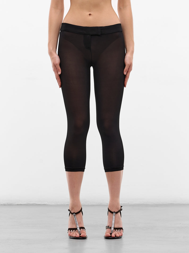 Black Cupro Capri Leggings (PANTS04-BLACK)