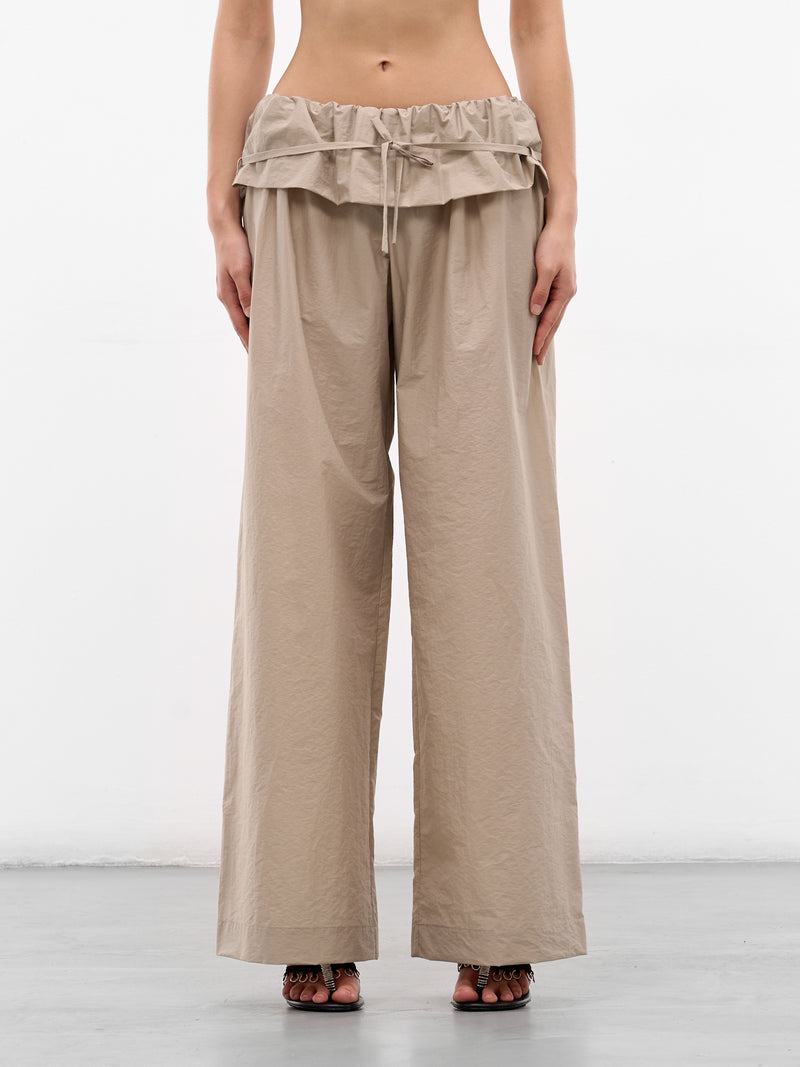 Beige Drawstring Cotton-Nylon Trousers (PANTS06-BEIGE)