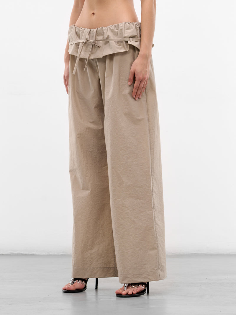 Beige Drawstring Cotton-Nylon Trousers (PANTS06-BEIGE)