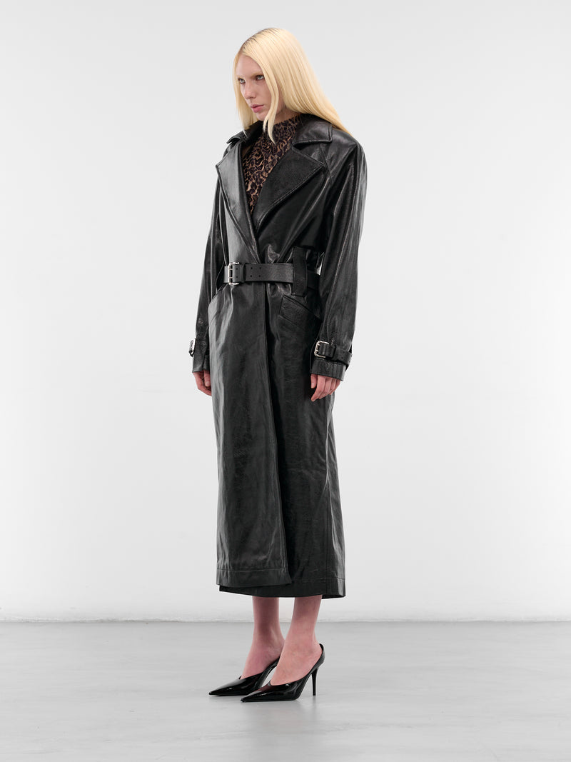 Black Leather Patrick Trench Coat (PATRICK-TRENCH-BLACK)