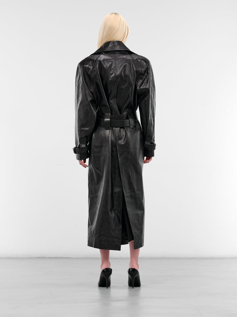 Black Leather Patrick Trench Coat (PATRICK-TRENCH-BLACK)