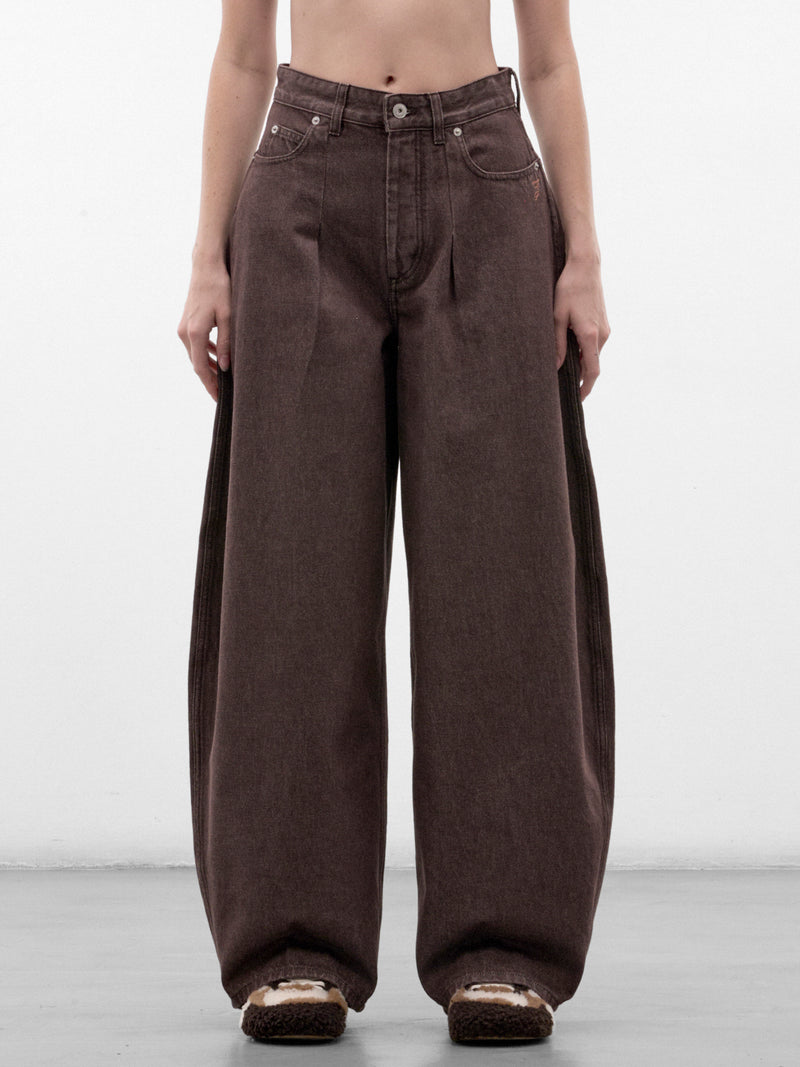Brown Denim Curved Leg Jeans (PAW00609AD00077-BROWN)