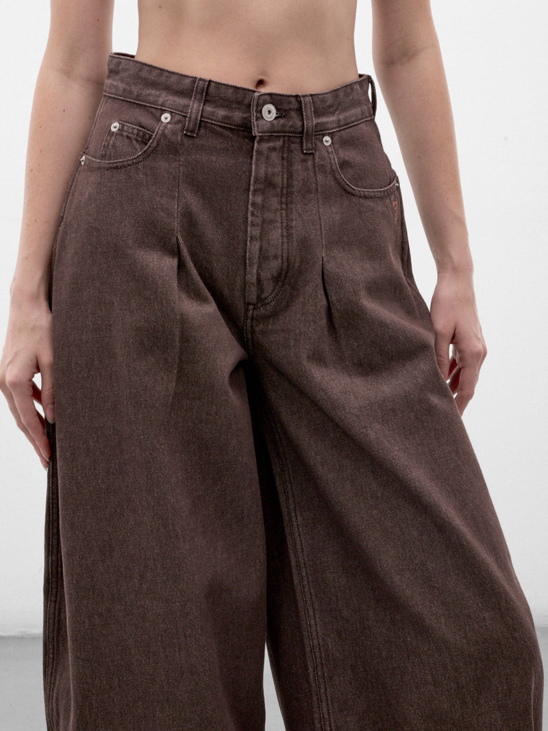 Brown Denim Curved Leg Jeans (PAW00609AD00077-BROWN)