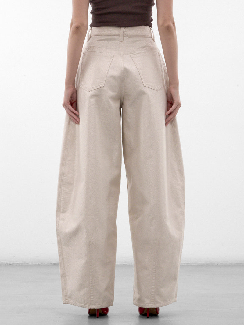 Off-White Cotton Wide Leg Jeans (PAW00609AD00081-OFF-WHITE-SILV)
