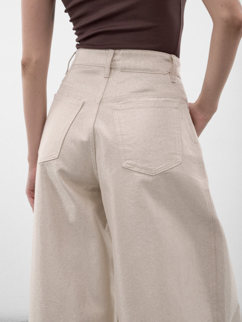 Off-White Cotton Wide Leg Jeans (PAW00609AD00081-OFF-WHITE-SILV)