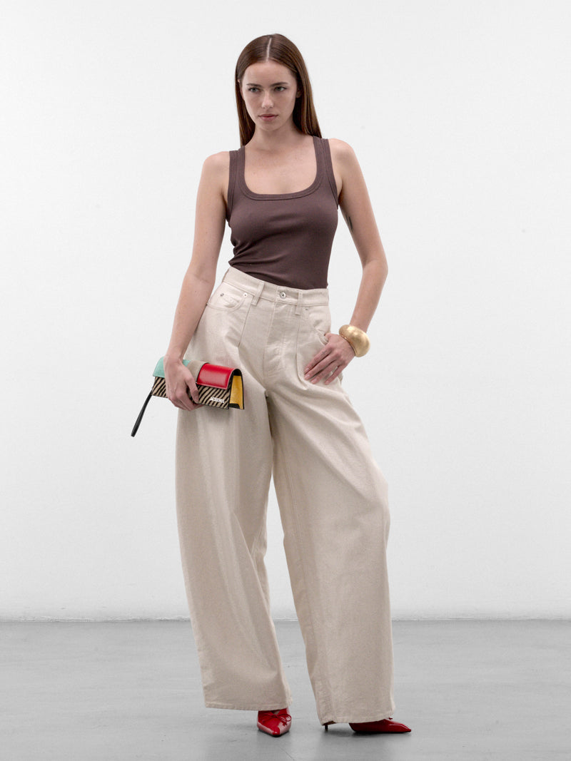 Brown Cotton Ribbed Tank Top (TOW00158AJ00125-BROWN)