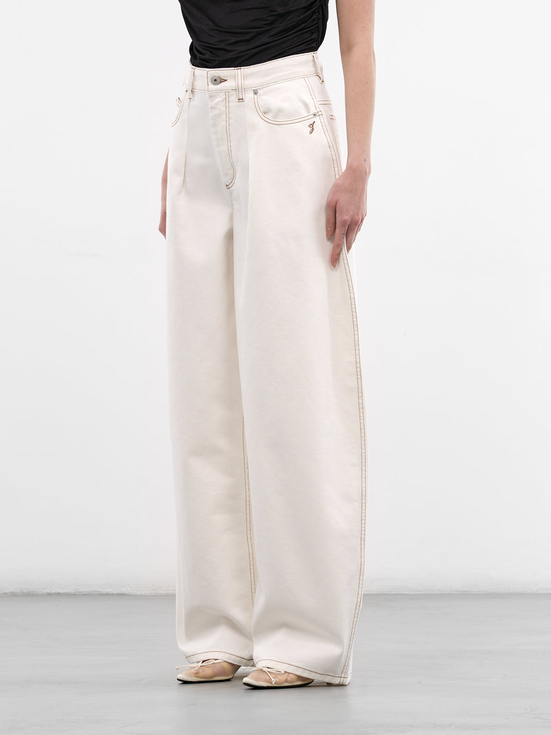 White Ovalo Baggy Denim Jeans (PAW00609AD0040-OFF-WHITE-TABAC)