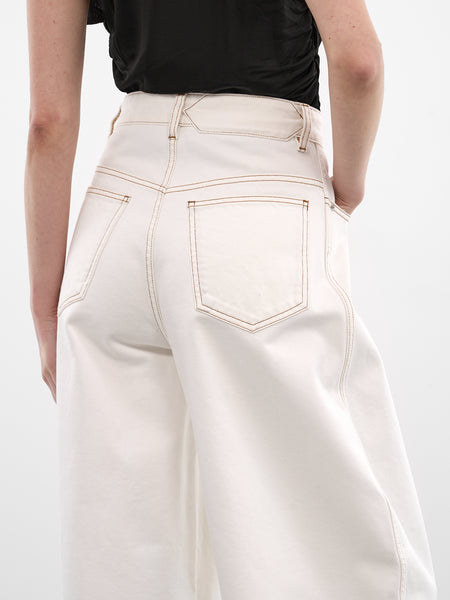 White Ovalo Baggy Denim Jeans (PAW00609AD0040-OFF-WHITE-TABAC)
